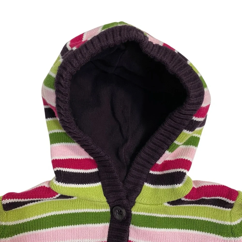 GYMBOREE Sweater Cardigan Button Up Hoodie Size 7/8 Pink Green Knit Warm